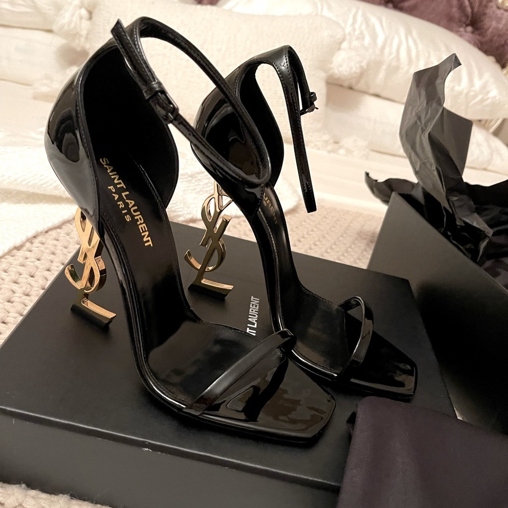 YSL Opyum Patent Leather Sandals